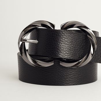 Cinto Fivela Entrelaçada Metálica - PRETA