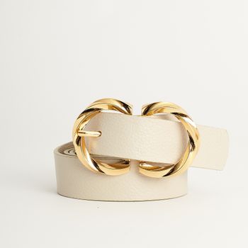 Cinto Fivela Entrelaçada Metálica - OFF WHITE