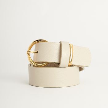 Cinto Couro Fivela e Passador Metálico - OFF WHITE