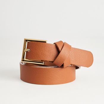 Cinto Couro Fivela Quadrada - CAMEL