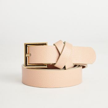 Cinto Couro Fivela Quadrada - AMENDOA