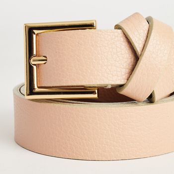 Cinto Couro Fivela Quadrada - AMENDOA