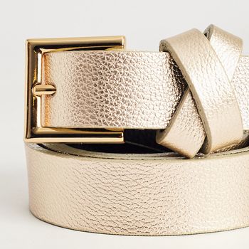 Cinto Couro Fivela Quadrada - CHAMPAGNE