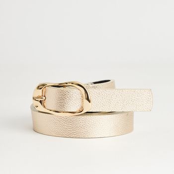 Cinto Couro Fivela Orgânica Metalizado - CHAMPAGNE