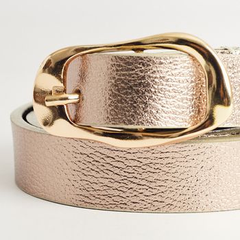 Cinto Couro Fivela Orgânica Metalizado - ONIX