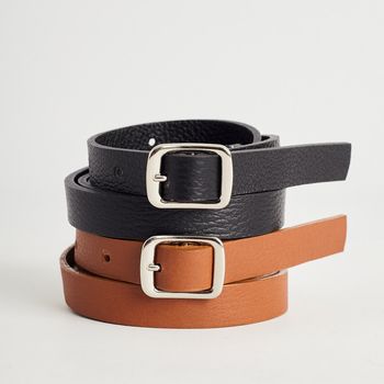 Cinto Duplo Fino - PRETA/CARAMELO