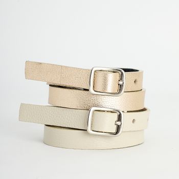 Cinto Duplo Fino - OFF WHITE/CHAMPAGNE