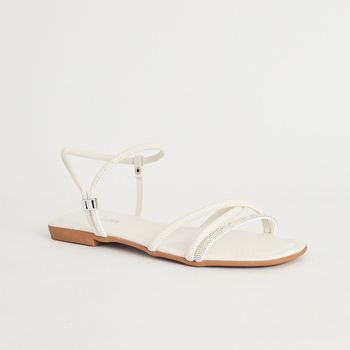 Rasteira Espelhado Glow - OFF WHITE/CRISTAL