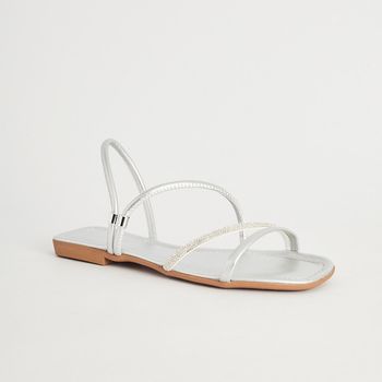 Rasteira Strass Glam - PRATEADO