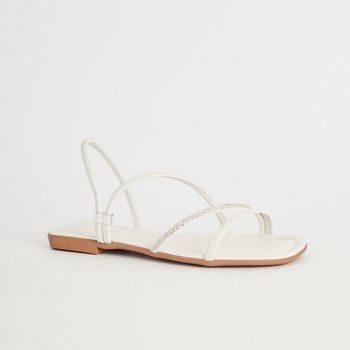 Rasteira Strass Glam - OFF WHITE