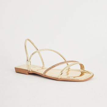 Rasteira Strass Glam - CHAMPAGNE