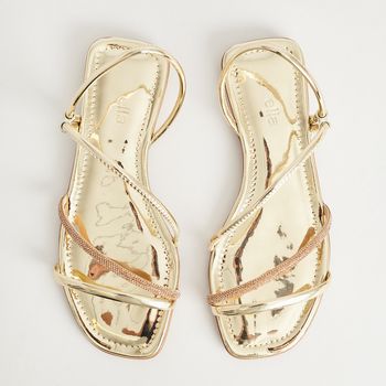 Rasteira Strass Glam - CHAMPAGNE