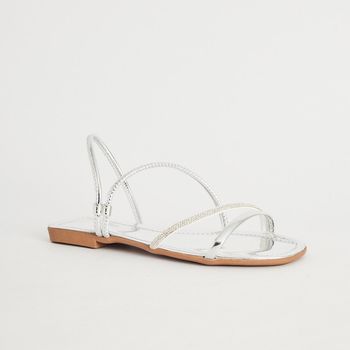 Rasteira Strass Glam - PRATEADO