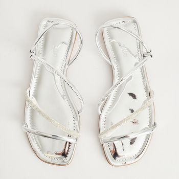 Rasteira Strass Glam - PRATEADO