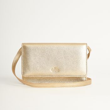 Bolsa Couro Compacta Metalizada - CHAMPAGNE