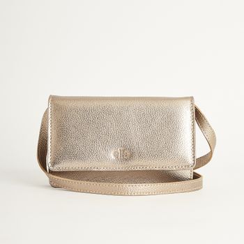 Bolsa Couro Compacta Metalizada - ONIX