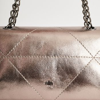 Bolsa Couro Corrente Metalizada - ONIX