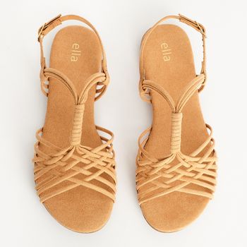 Rasteira Multitiras em Camurça - PALHA