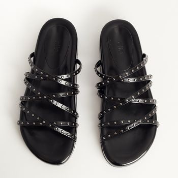 Papete Tiras e Tachas Metalizada - PRETA