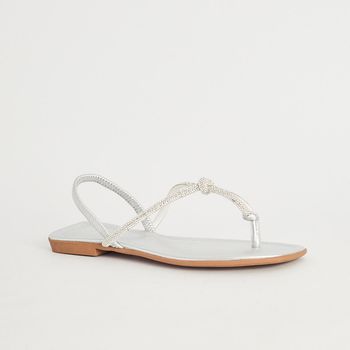 Rasteira Elástico Brilho - PRATEADO