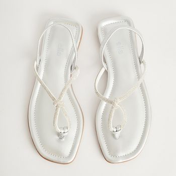 Rasteira Elástico Brilho - PRATEADO