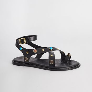 Rasteira Pedraria Boho - PRETA