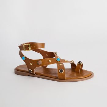 Rasteira Pedraria Boho - CARAMELO