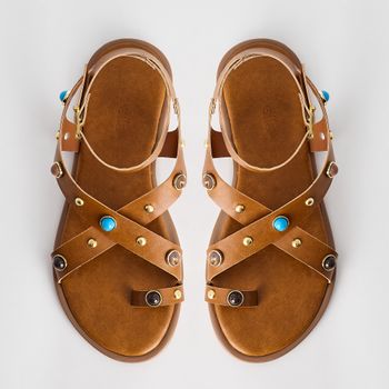 Rasteira Pedraria Boho - CARAMELO