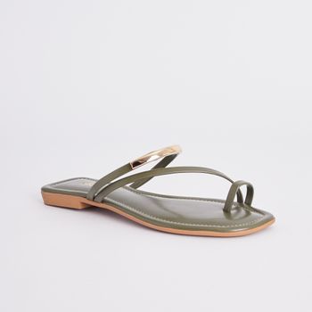 Rasteira Slide com Enfeite Metalizado - OLIVA