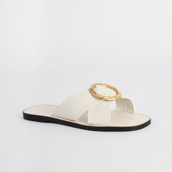Rasteira Animale com Argola - OFF WHITE
