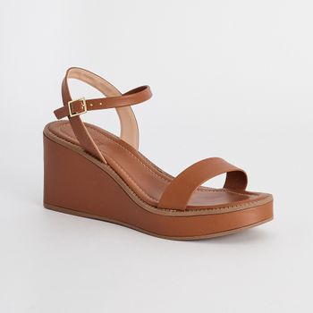 Sandália Anabela Tira Única - CARAMELO