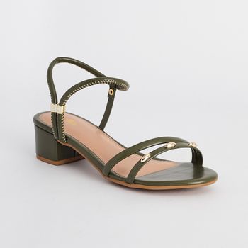 Sandália Salto Bloco Tiras - OLIVA